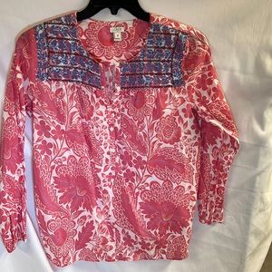 J crew pullover blouse.  Embroidery detail.